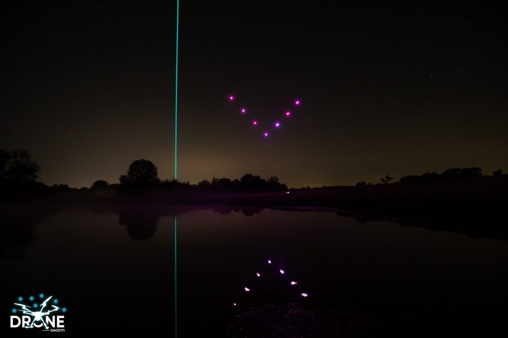 Lasers and LED Drone Light Show over water