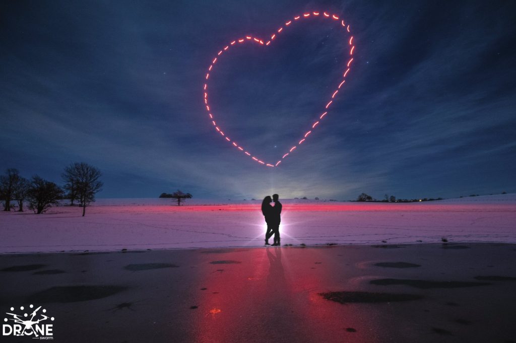 Drone Swarm Light Show Heart Valentines Day