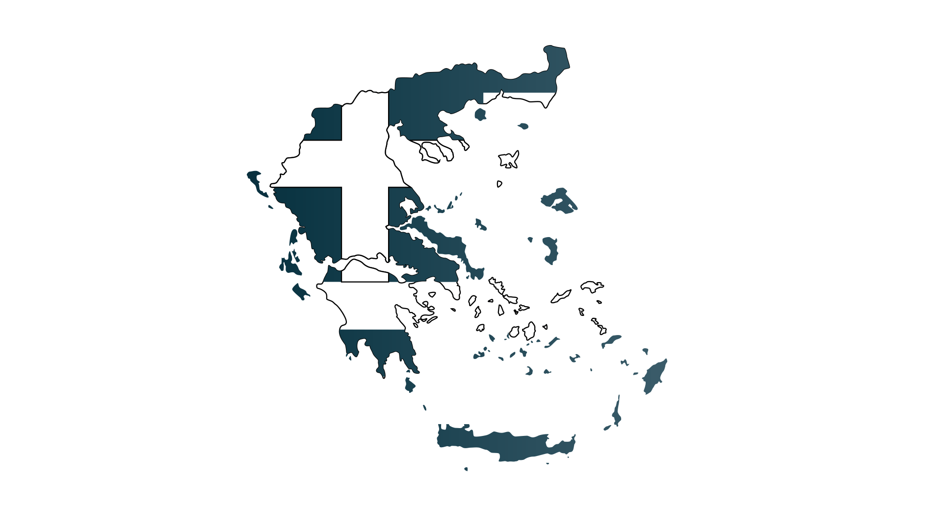 Map of Greece with several regions shaded in dark blue and others left white.